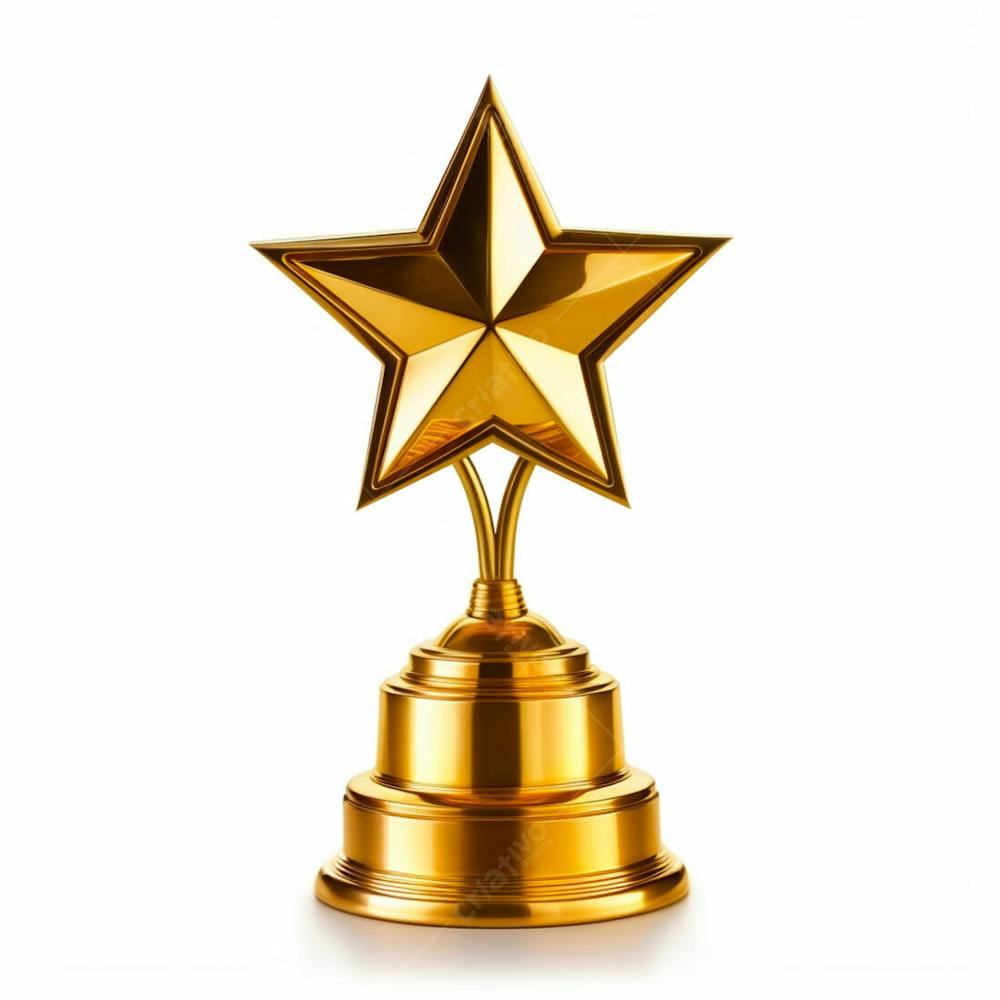 Troféu Com Estrela Sobre Fundo Branco (2)