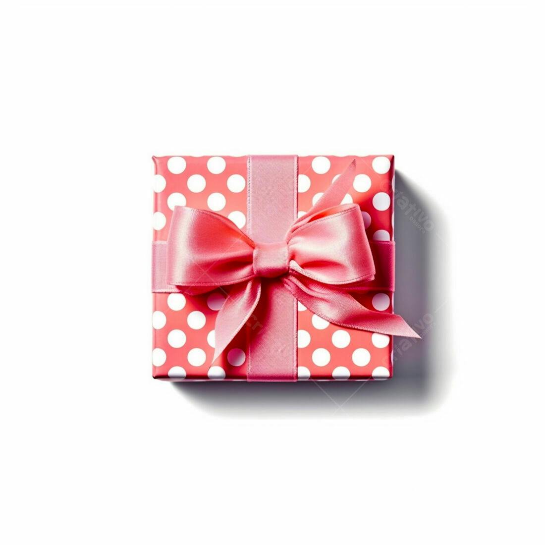 Caixa de presente rosa com laço
