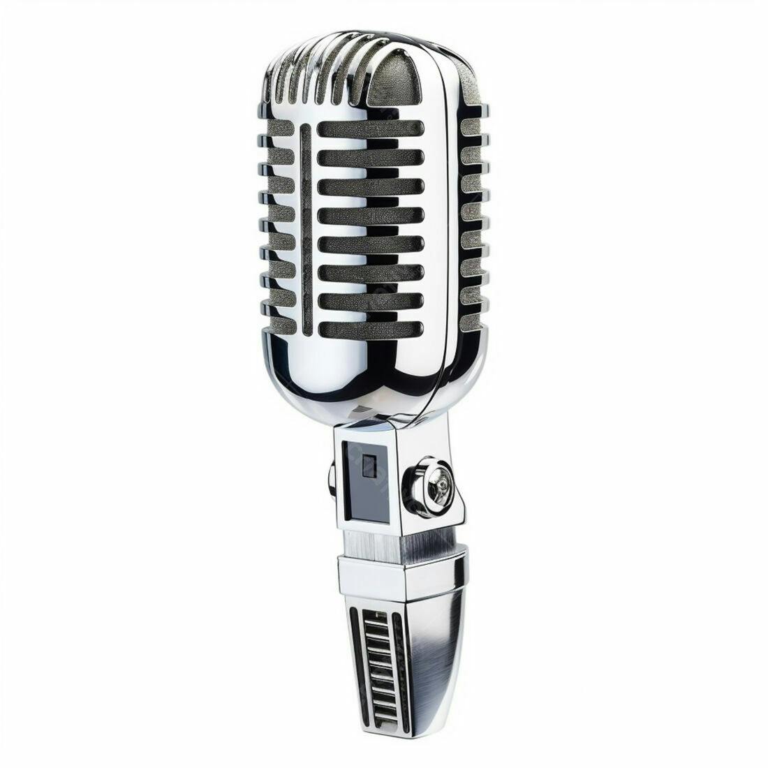 Microfone vintage cromado estúdio música