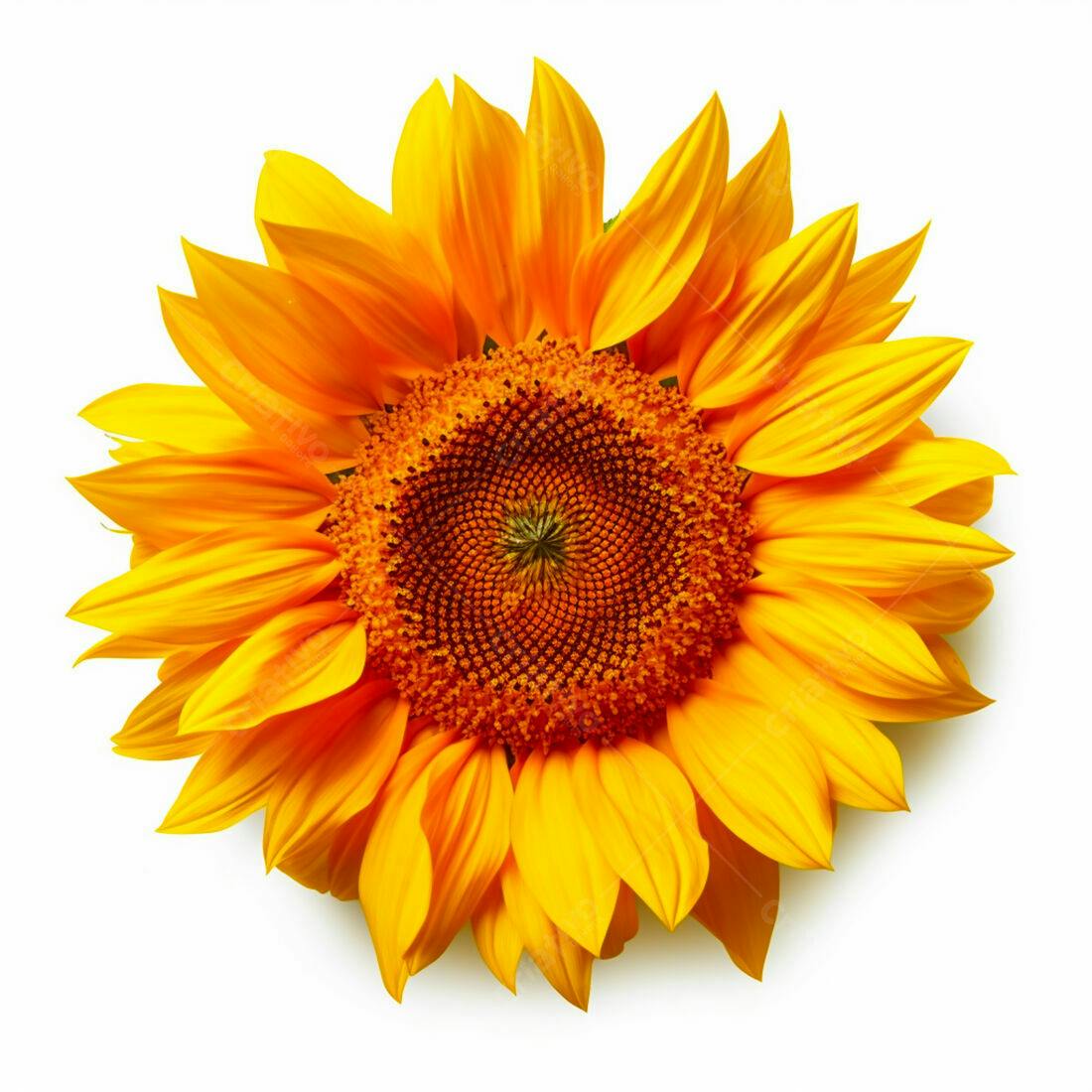 Girassol amarelo vibrante fundo branco
