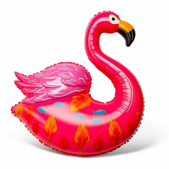 Bóia de flamingo sobre fundo branco animais
