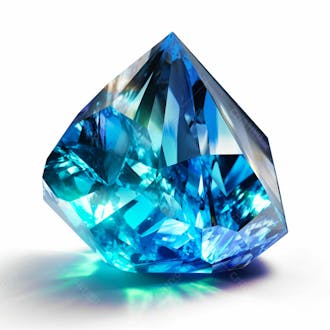 Pedra preciosa diamante azul sobre fundo branco