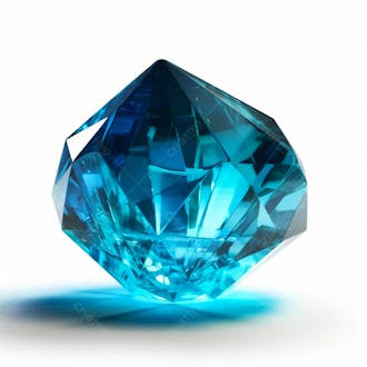 Pedra preciosa diamante azul sobre fundo branco