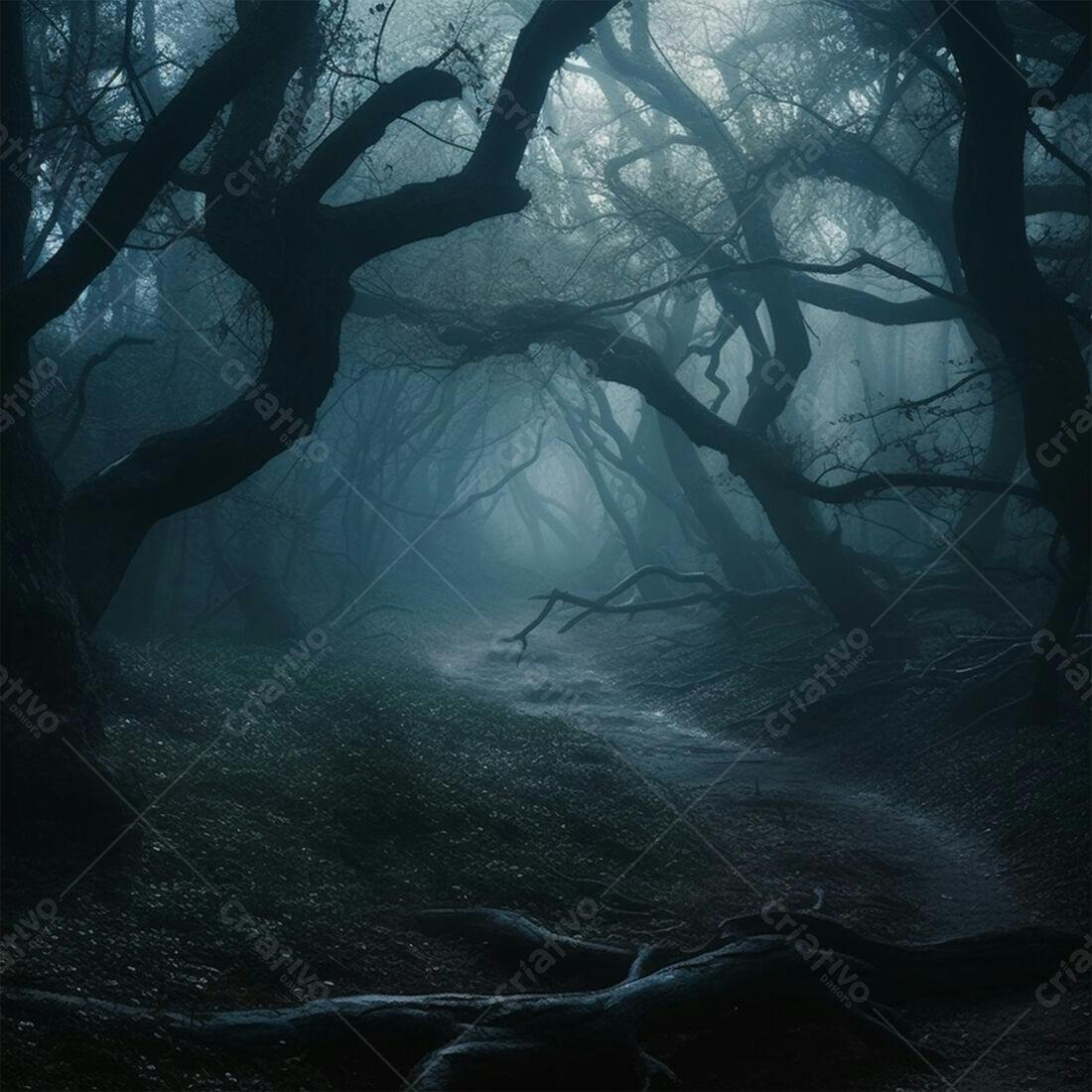 Trilha Misteriosa em Floresta Nebulosa