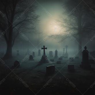 Cemitério escuro imagem gerada por ia