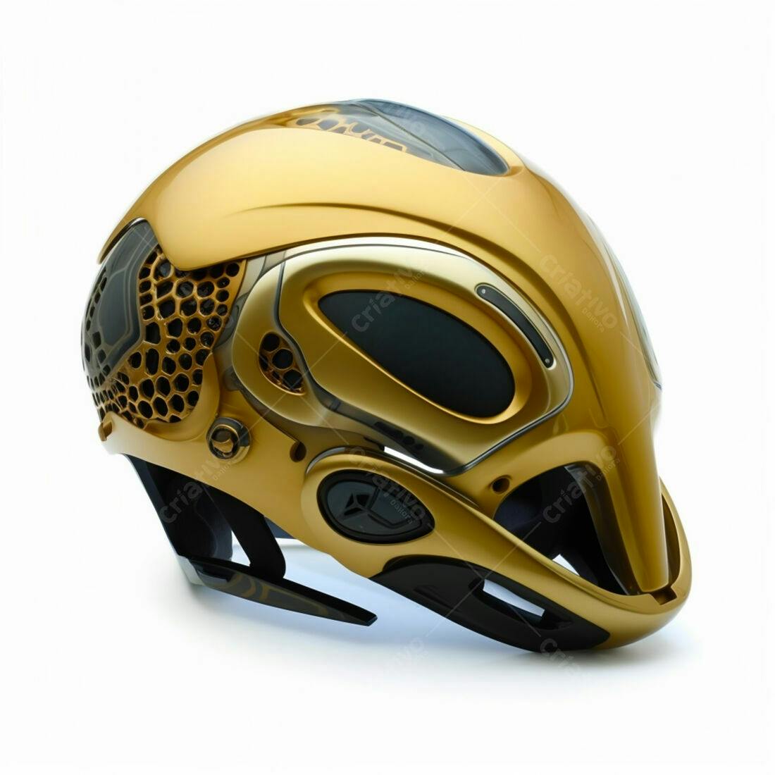 Capacete dourado futurista design moderno