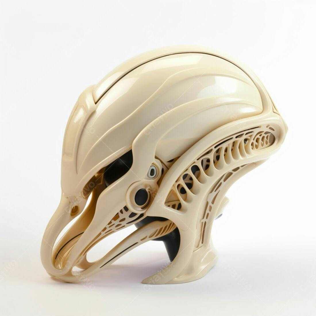 Capacete futurista creme design biométrico