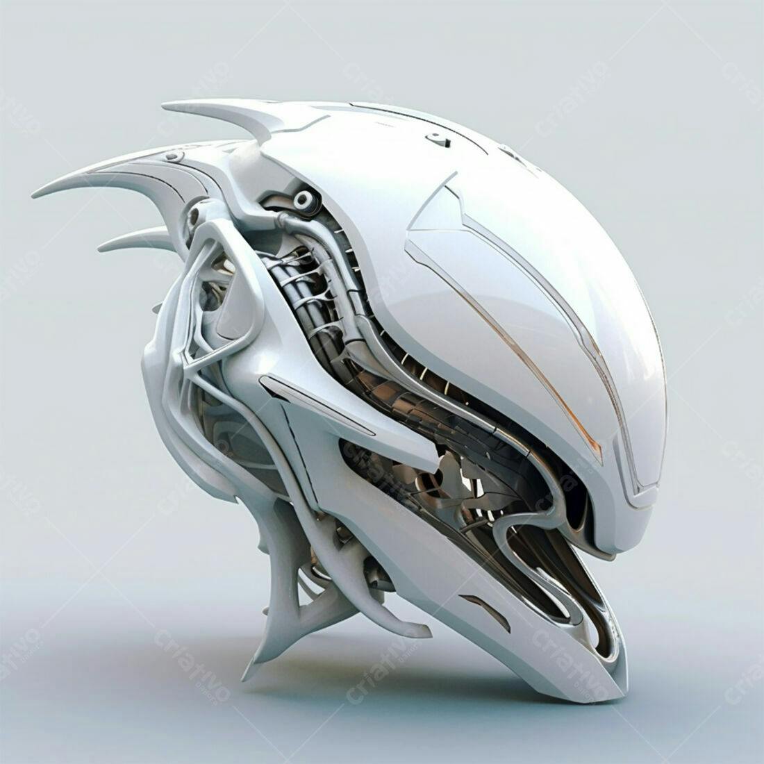 Capacete futurista branco design conceito