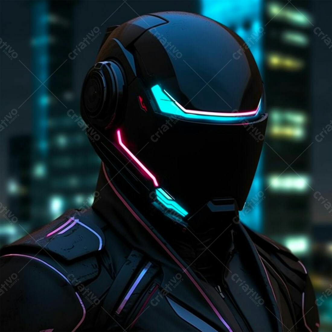Cyberpunk Capacete Neon Noturno