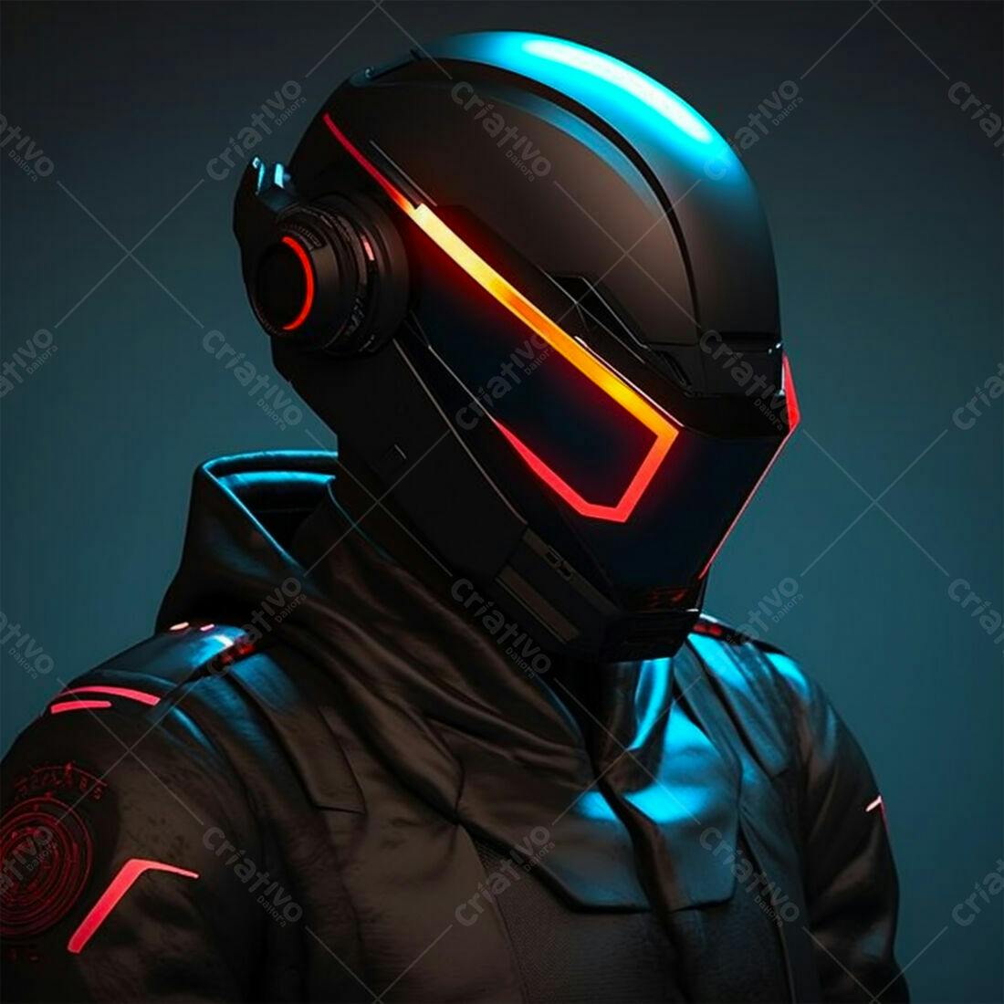 Cyberpunk Capacete com Luzes Neon