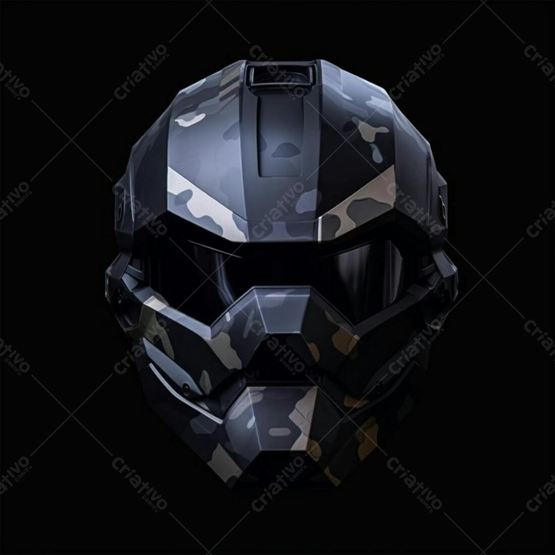 Capacete tático camuflado preto e bege