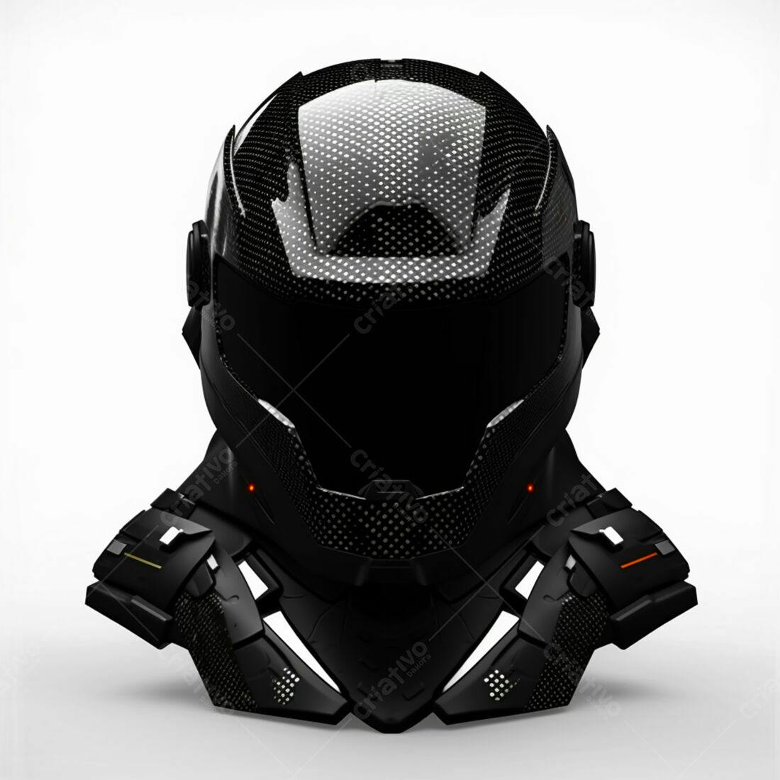 Capacete futurista preto de fibra de carbono