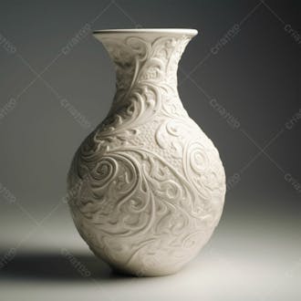 Vaso decorado sobre fundo branco