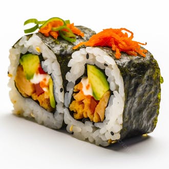 Sushi comida japonesa sobre fundo branco