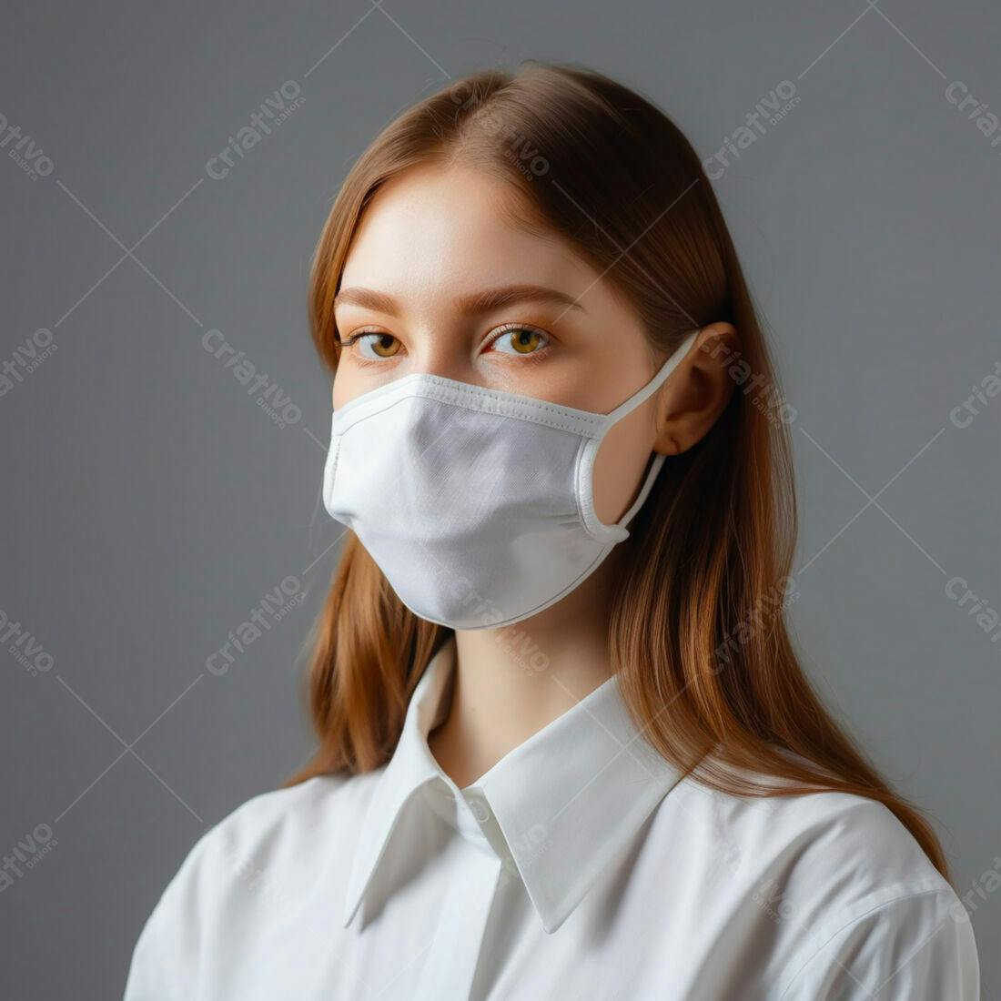 Mulher usando máscara facial branca