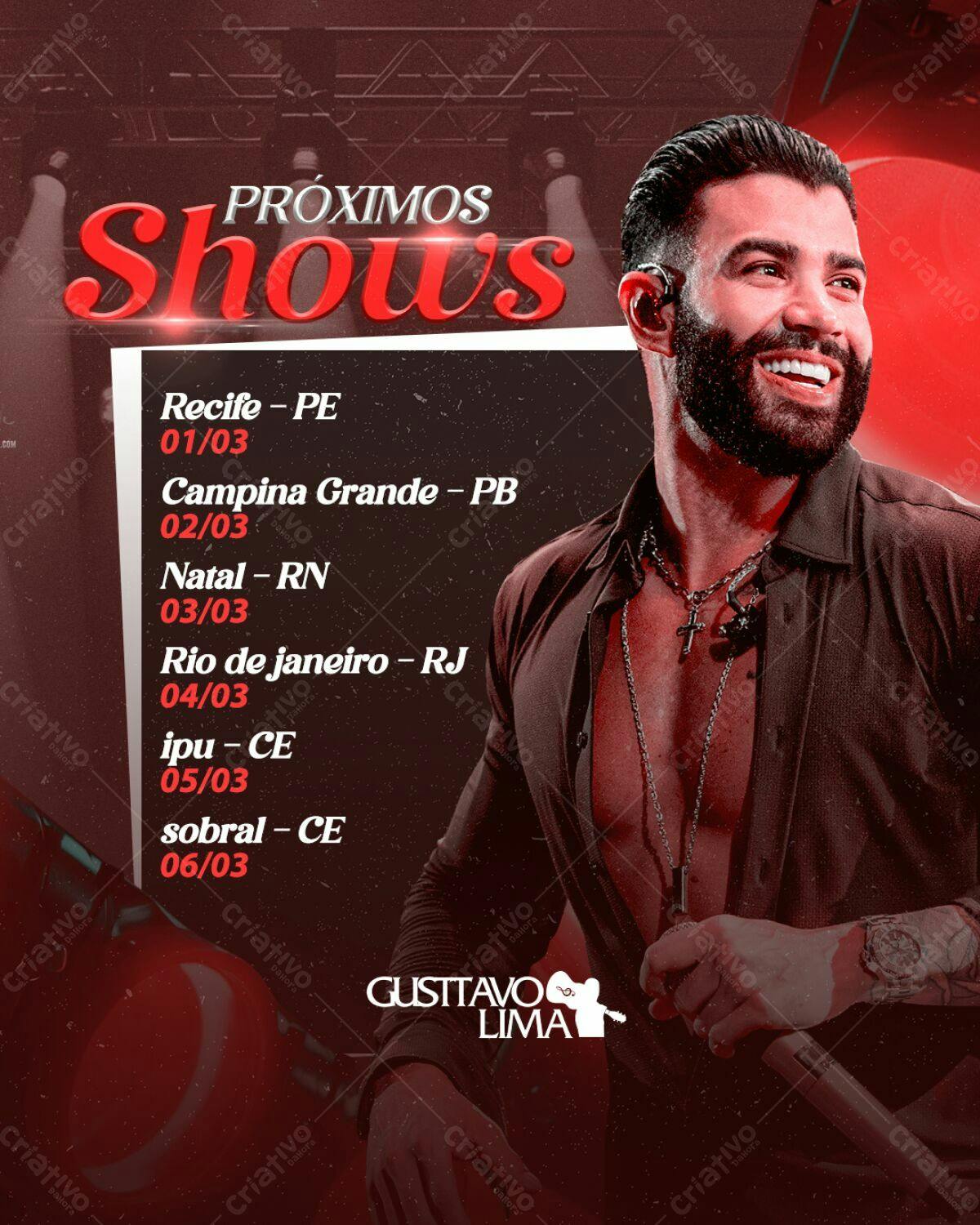 Flyer Shows Gusttavo Lima PSD Editável
