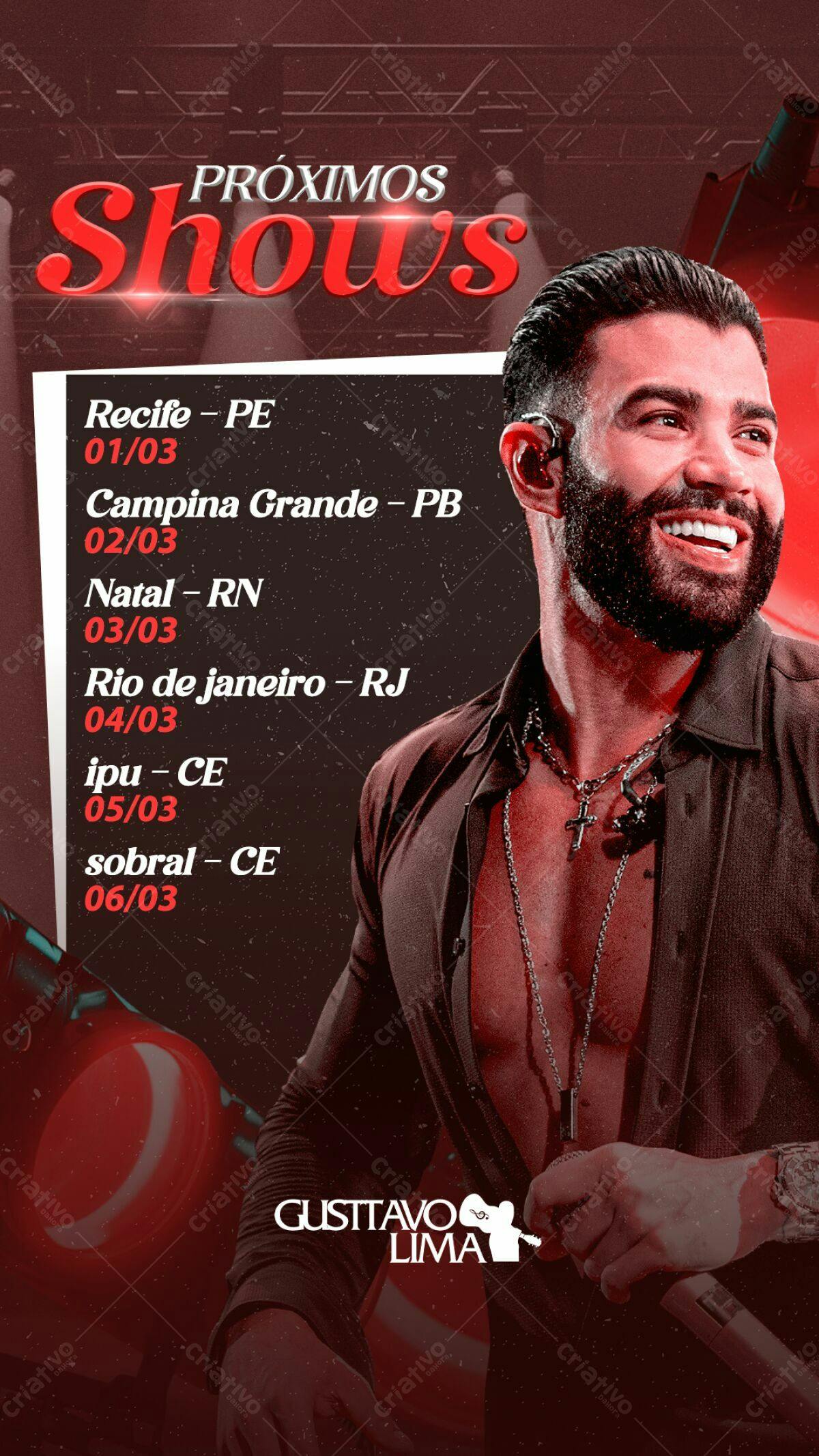 Flyer para Shows Gustavo Lima PSD Editável