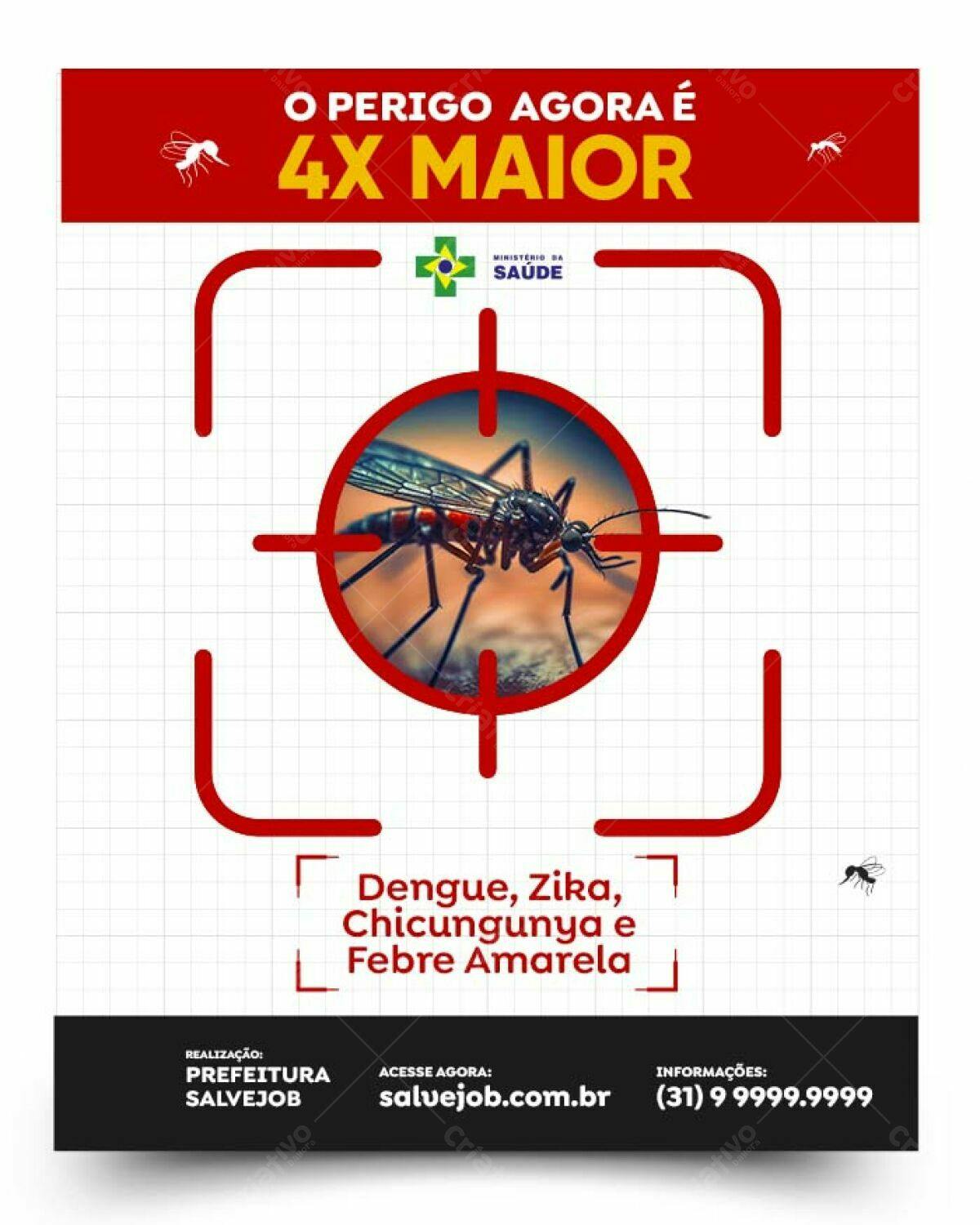 Flyer Combate Dengue Zika PSD Editável