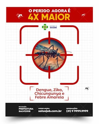 Dengue zika conscientização post psd editável