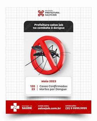 Prefeitura combate a dengue conscientização post psd