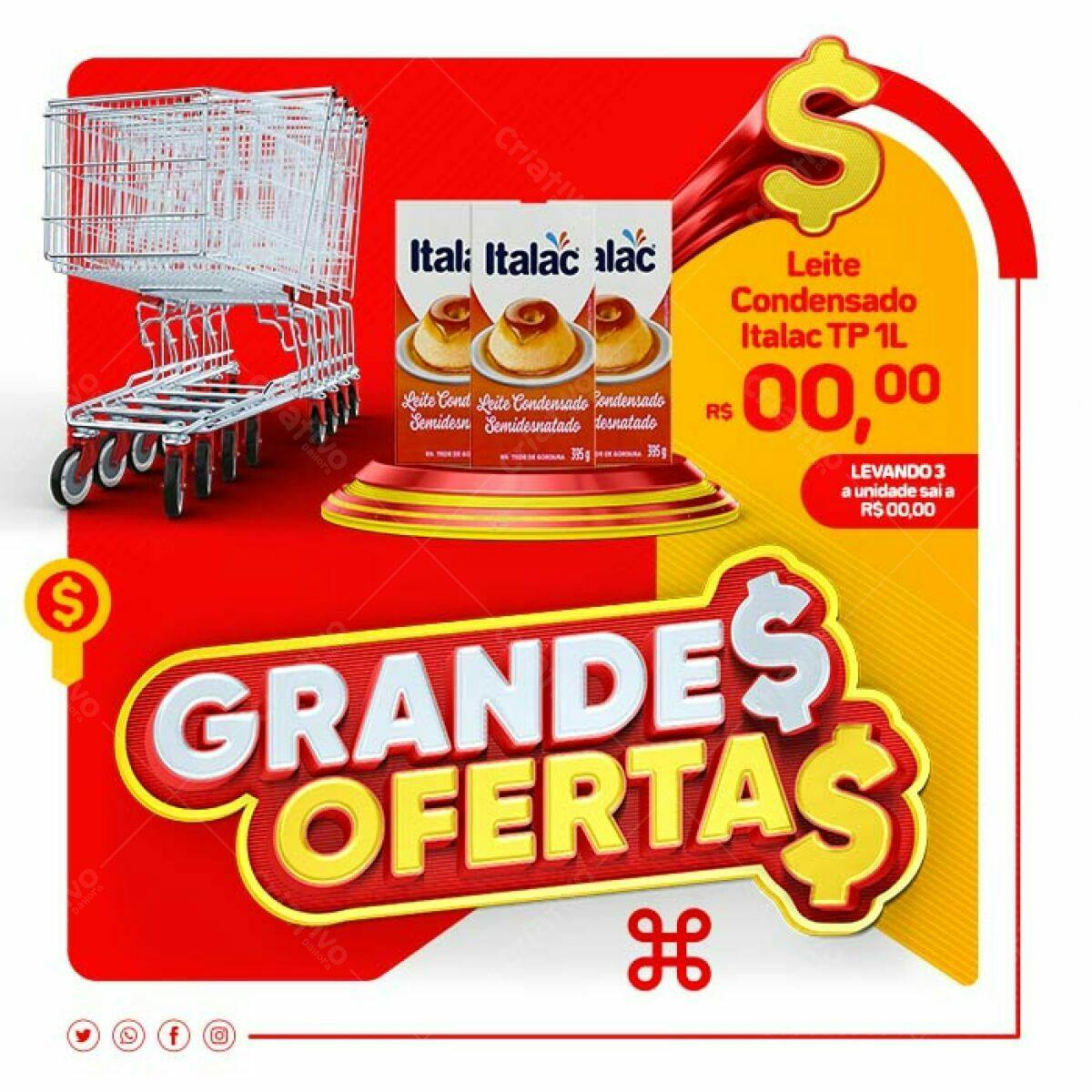 Flyer de Ofertas de Leite Condensado Italac PSD Editável