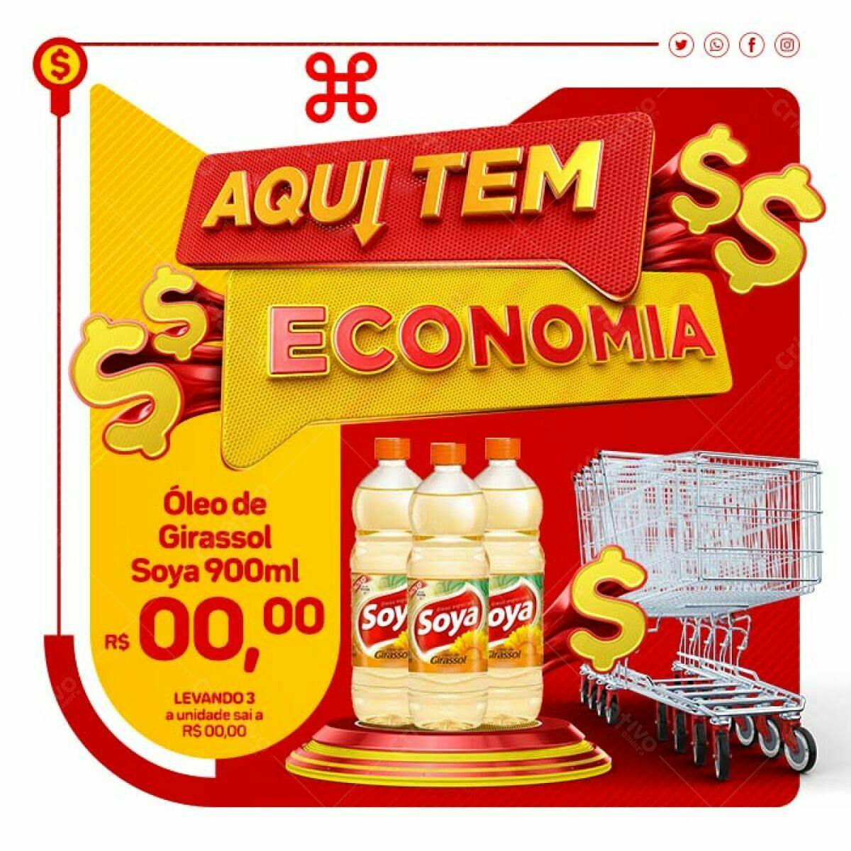 Flyer Oferta Óleo de Girassol PSD Editável