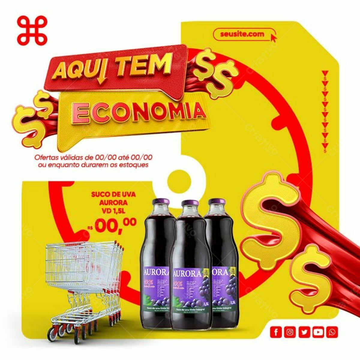 Flyer de Promoção com Suco de Uva PSD Editável