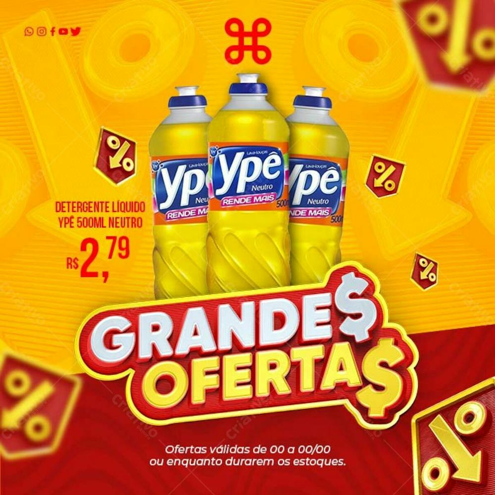 Oferta Supermercado Detergente Ype Psd Editável