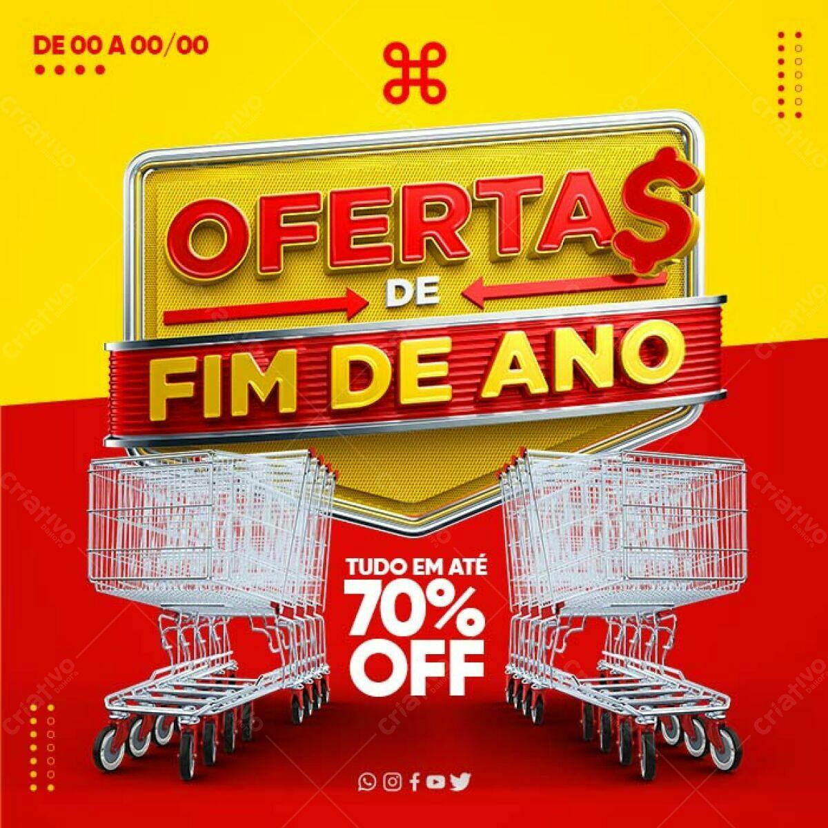 Flyer Fim de Ano com Ofertas PSD Editável