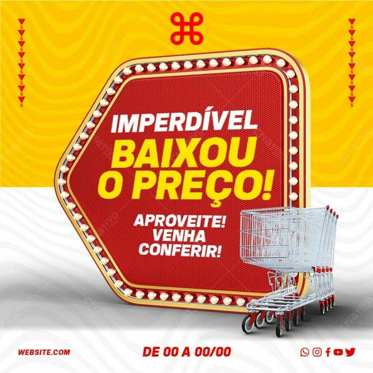Flyer de Liquidação com Carrinhos de Compra PSD Editável