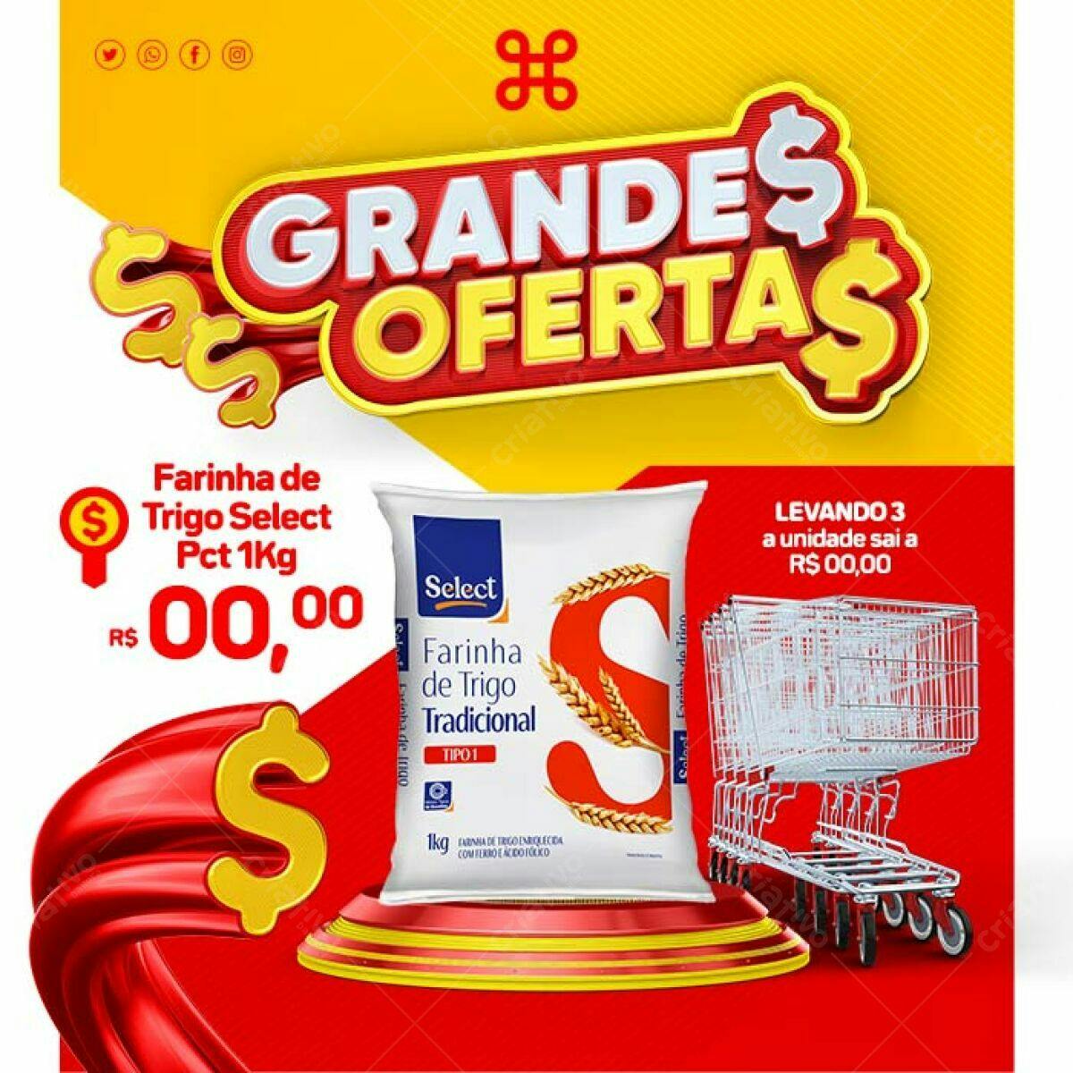 Flyer de Oferta de Farinha de Trigo PSD Editável