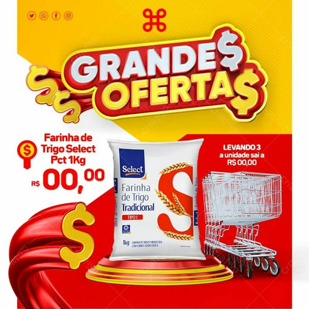 Oferta Farinha De Trigo Mercado Supermercado Psd Editavel