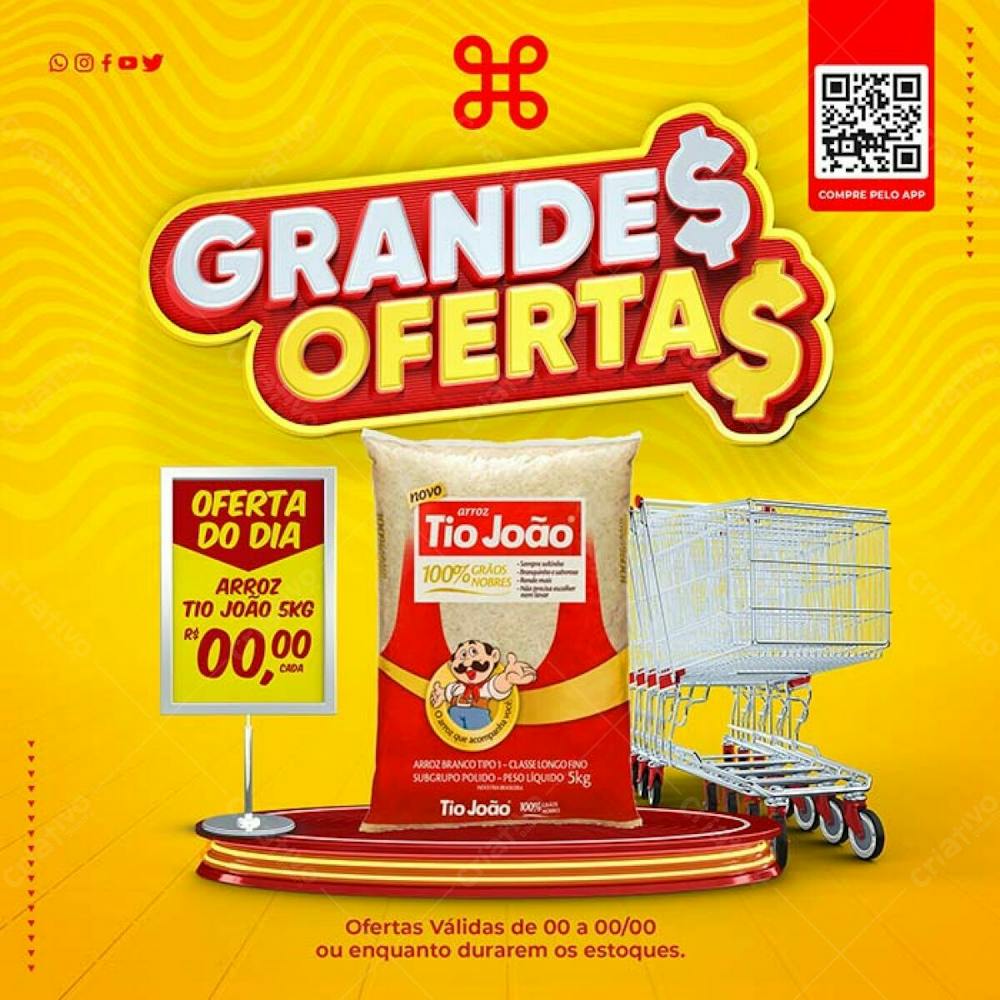 Oferta Mercado Arroz Tio João Psd Editavel