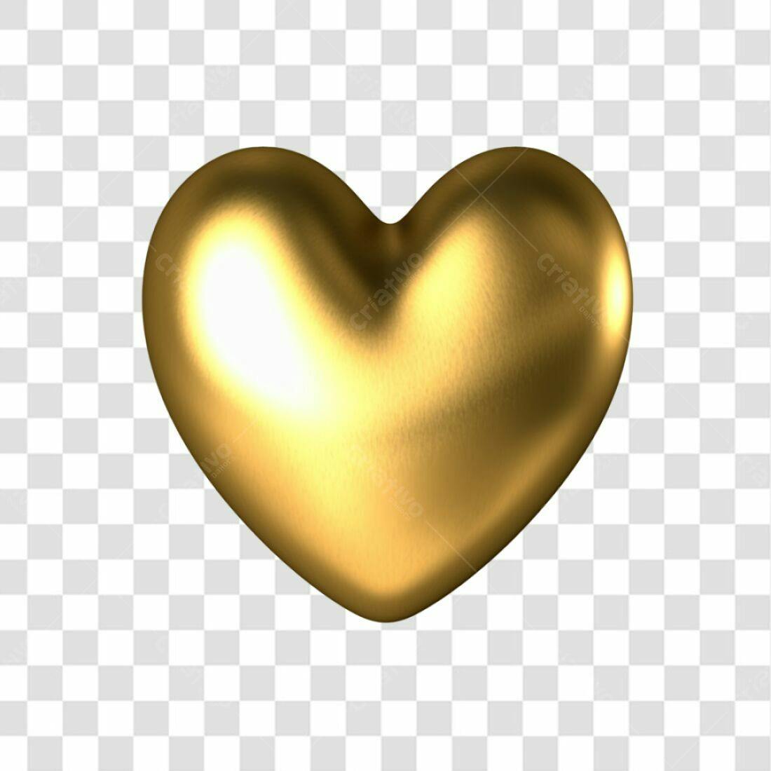 Icone Dia dos Namorados Coração Dourado PNG com fundo transparente