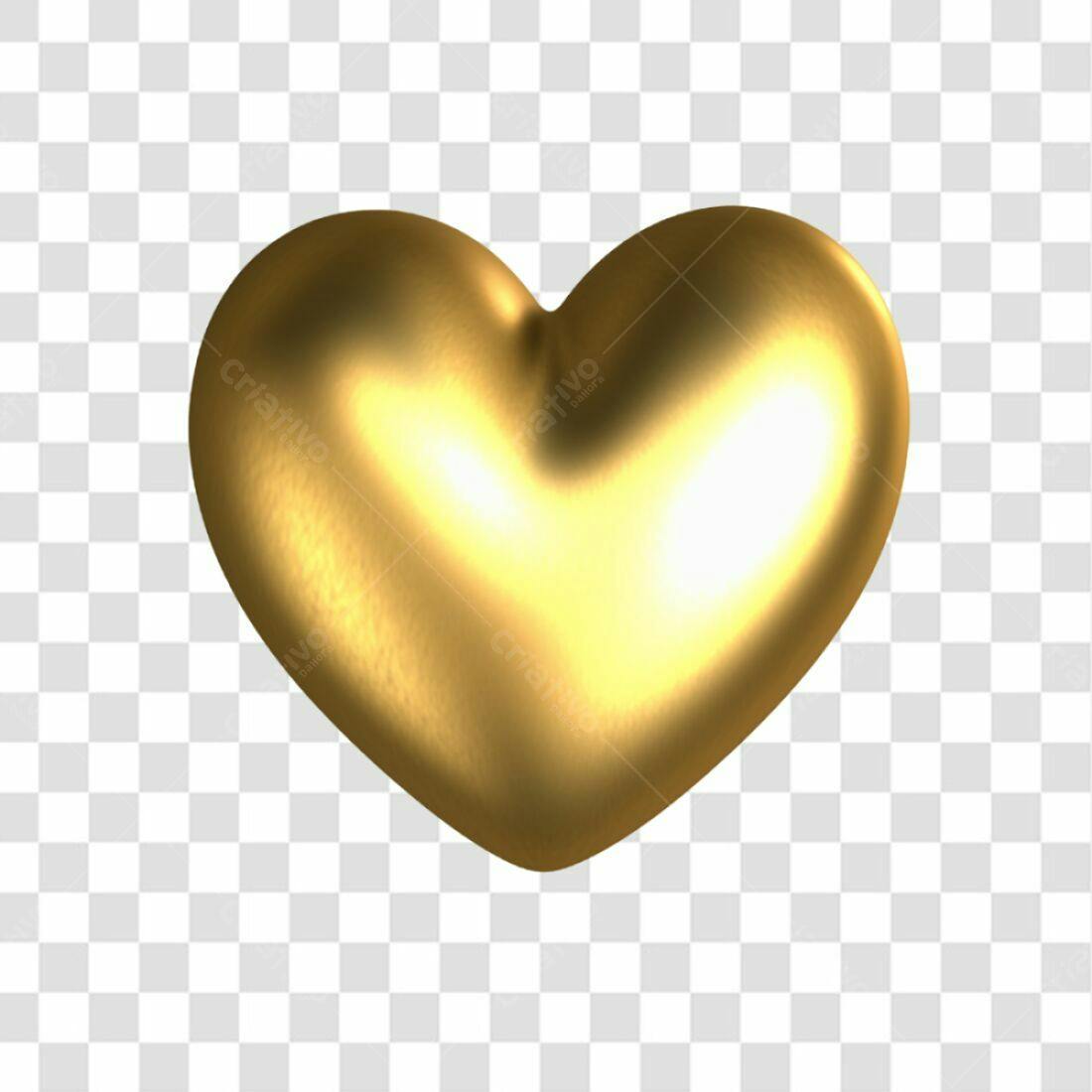 Icone Dia dos Namorados Coração Dourado PNG com fundo transparente