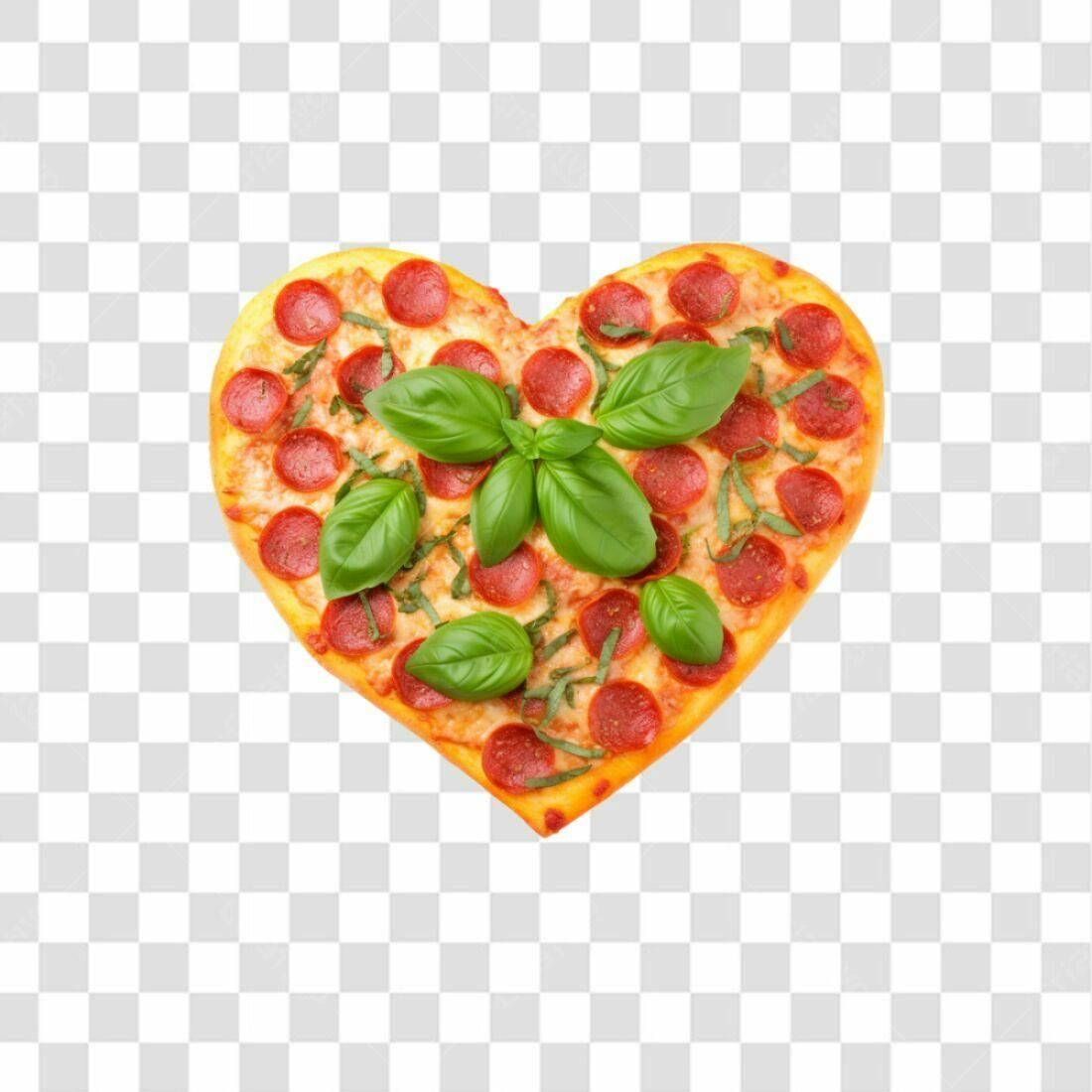 Imagem Pizza em Formato de Coração PNG com fundo transparente