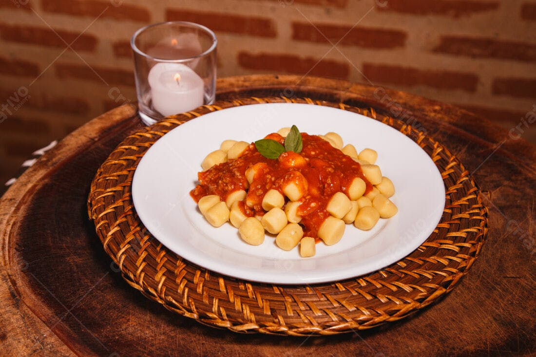 Gnocchi ao molho vermelho prato delicioso
