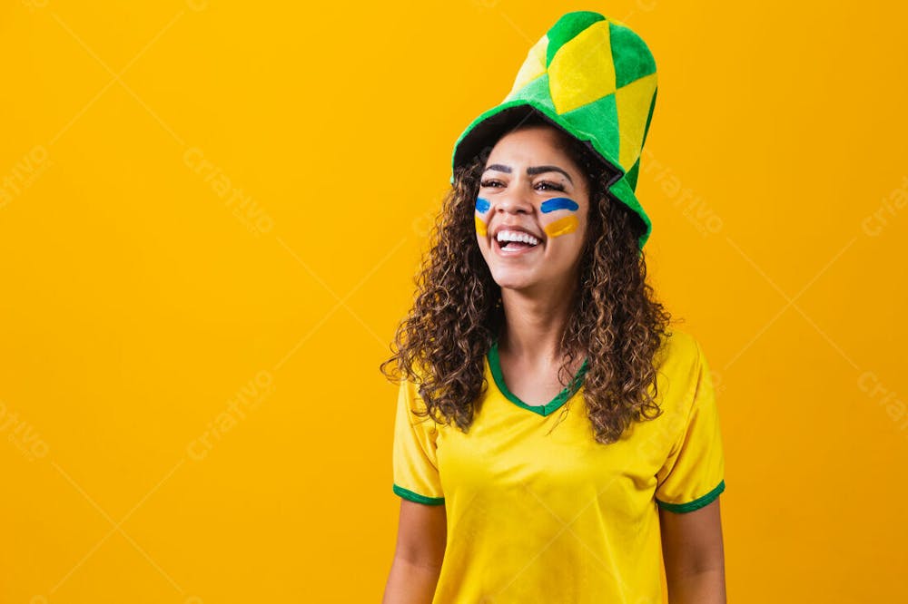 Mulher Comemorando Futebol Torcedora Brasil Copa Do Mundo 6