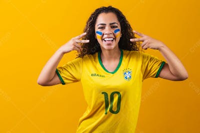 Mulher Comemorando Futebol Torcedora Brasil Copa Do Mundo 15