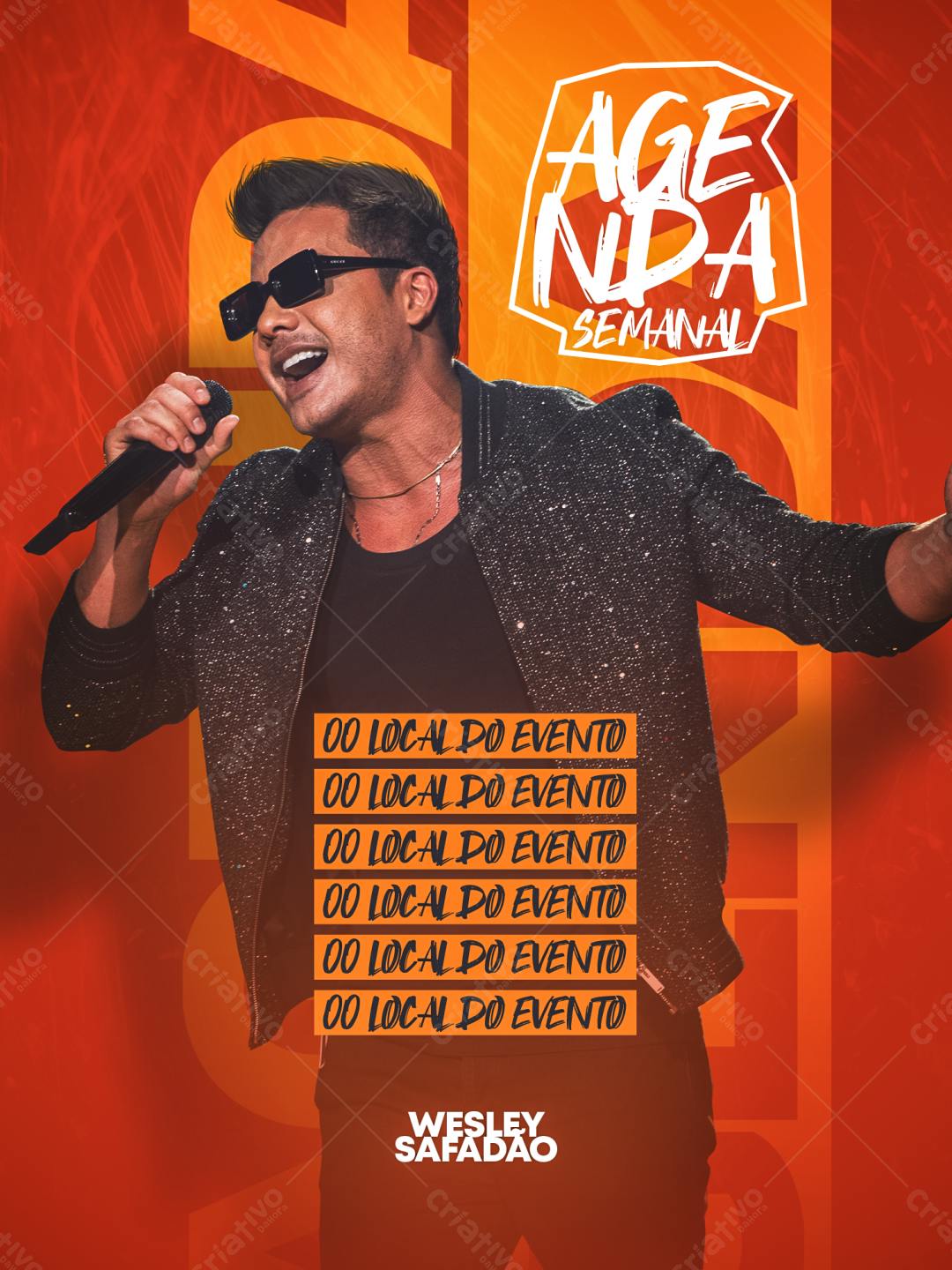 Flyer Agenda Semanal Wesley Safadão PSD Editável