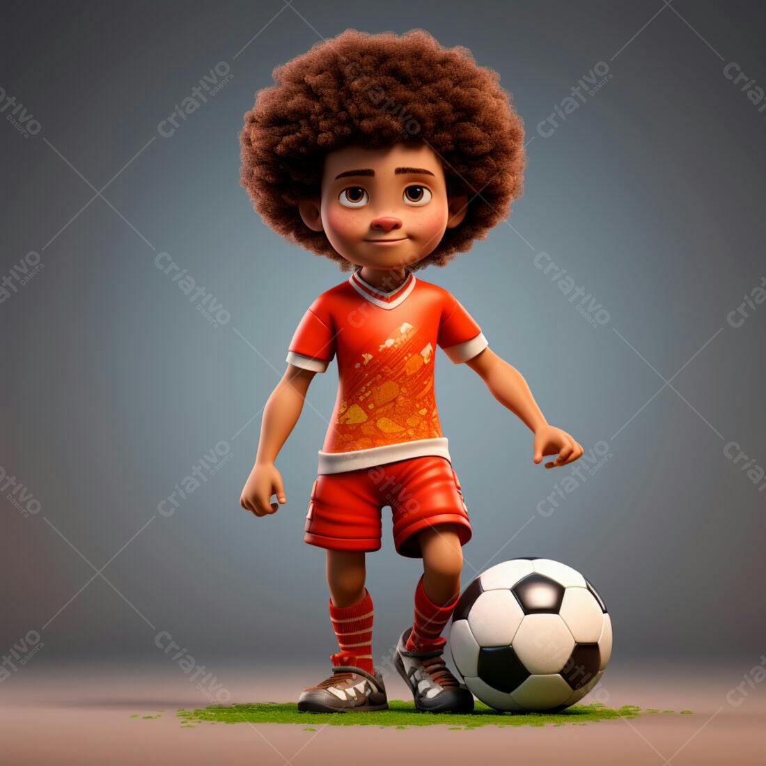 Menino jogador de futebol com bola