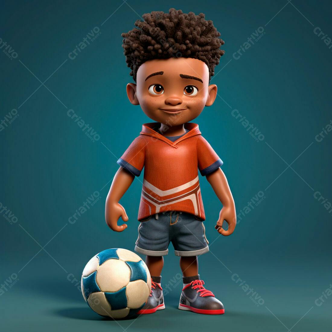 Menino negro com bola de futebol