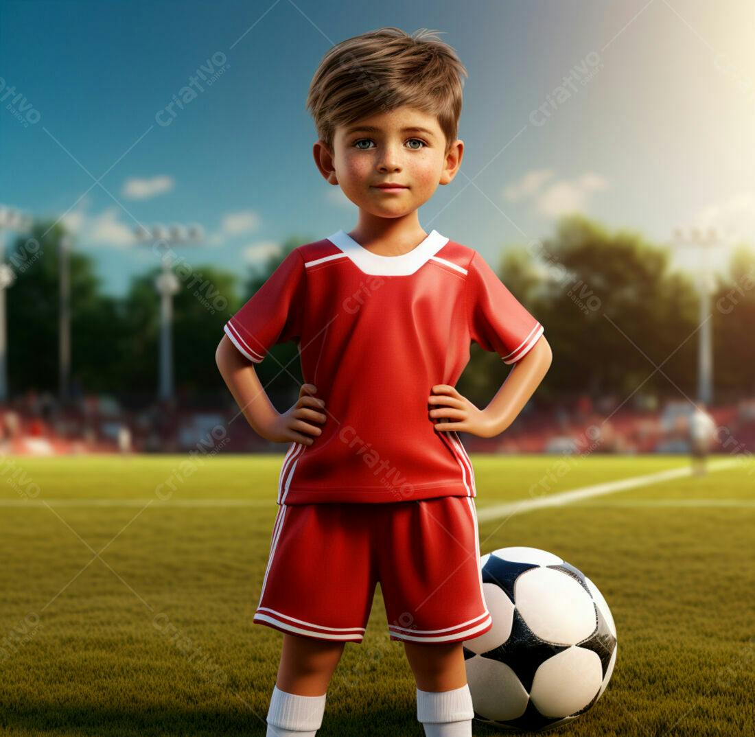 Menino jogador de futebol em campo