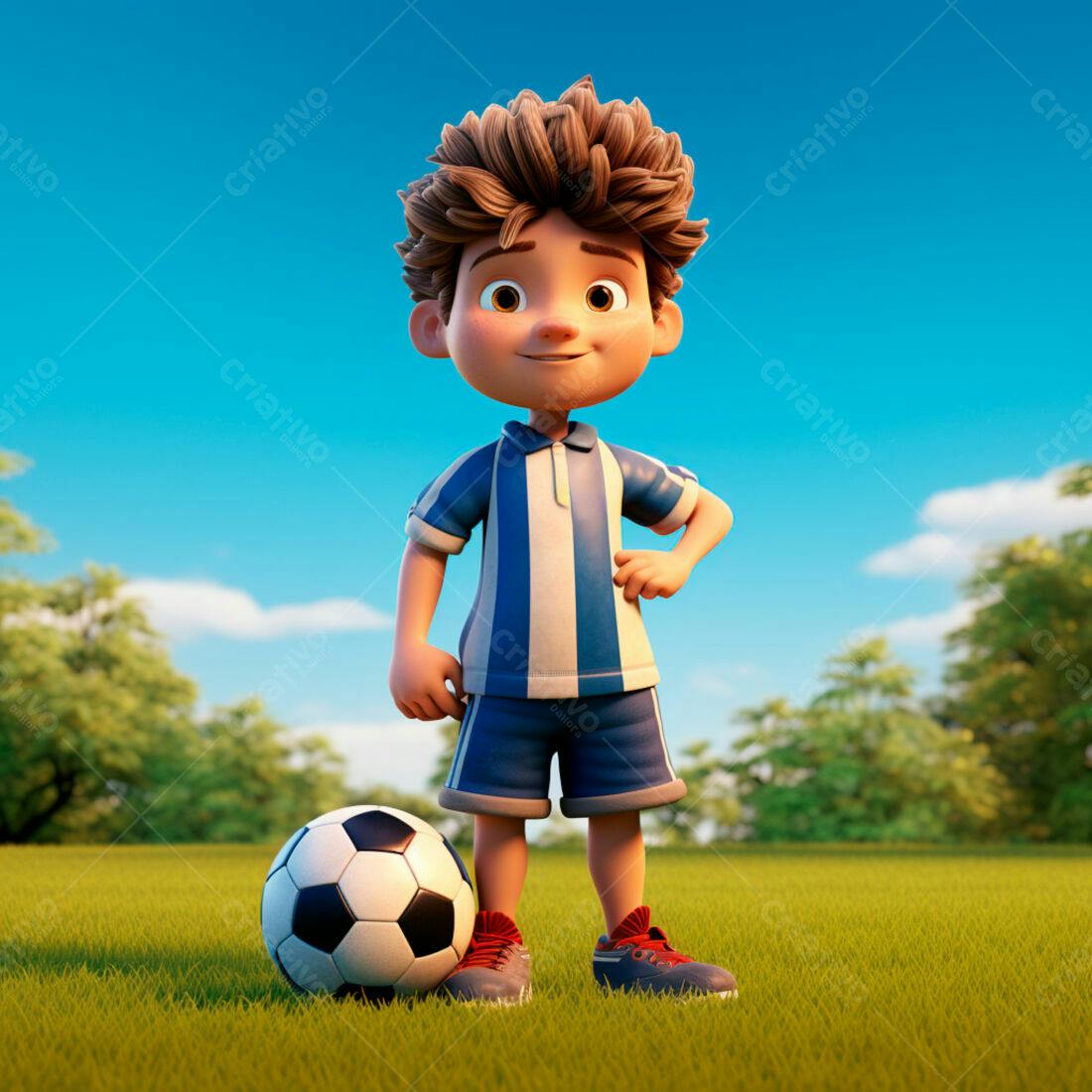 Menino jogador de futebol com bola
