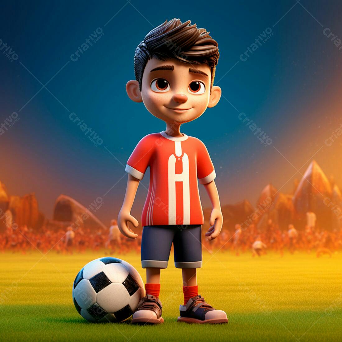 Menino jogador de futebol em campo