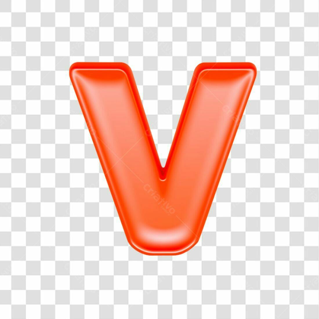 Icone Letra V Vermelha PNG com fundo transparente