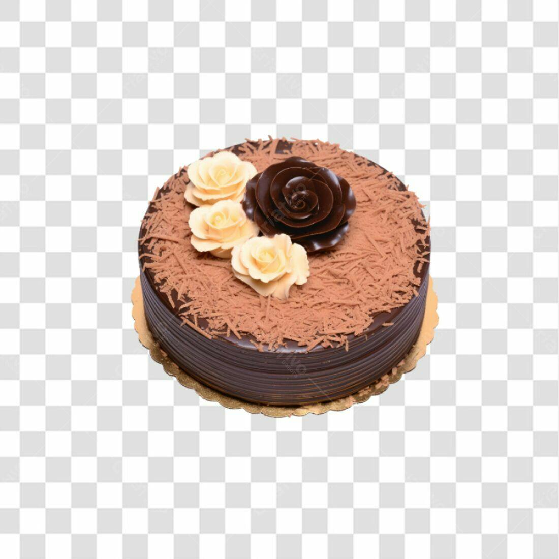 Imagem Bolo Chocolate Rosas PNG com fundo transparente