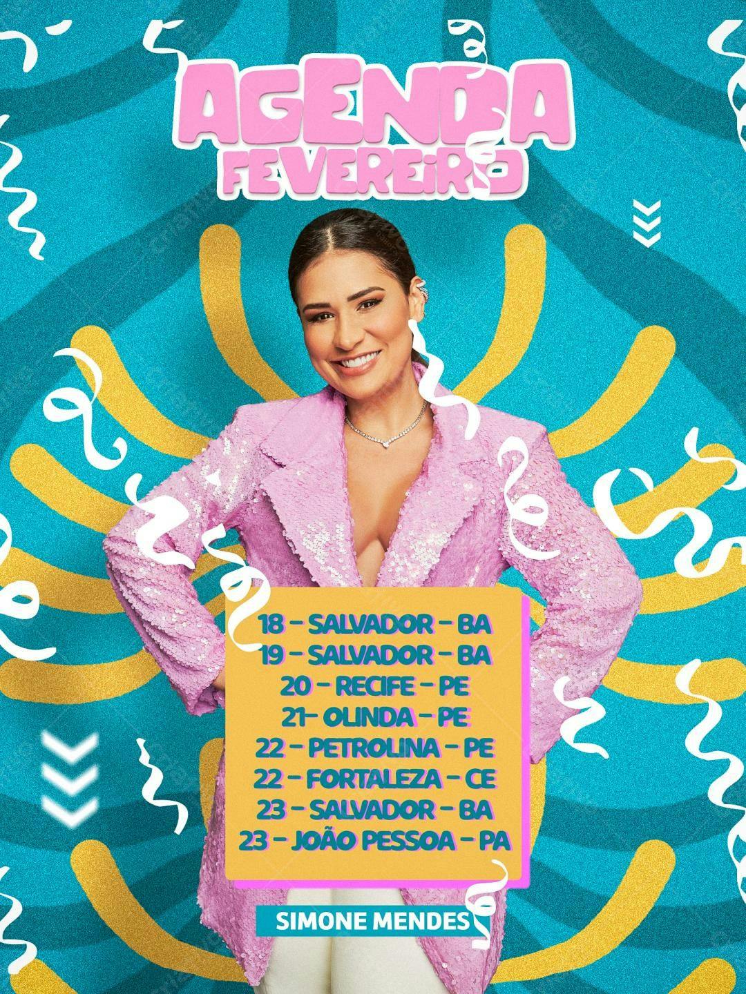 Flyer Agenda Simone Mendes Fevereiro PSD Editável