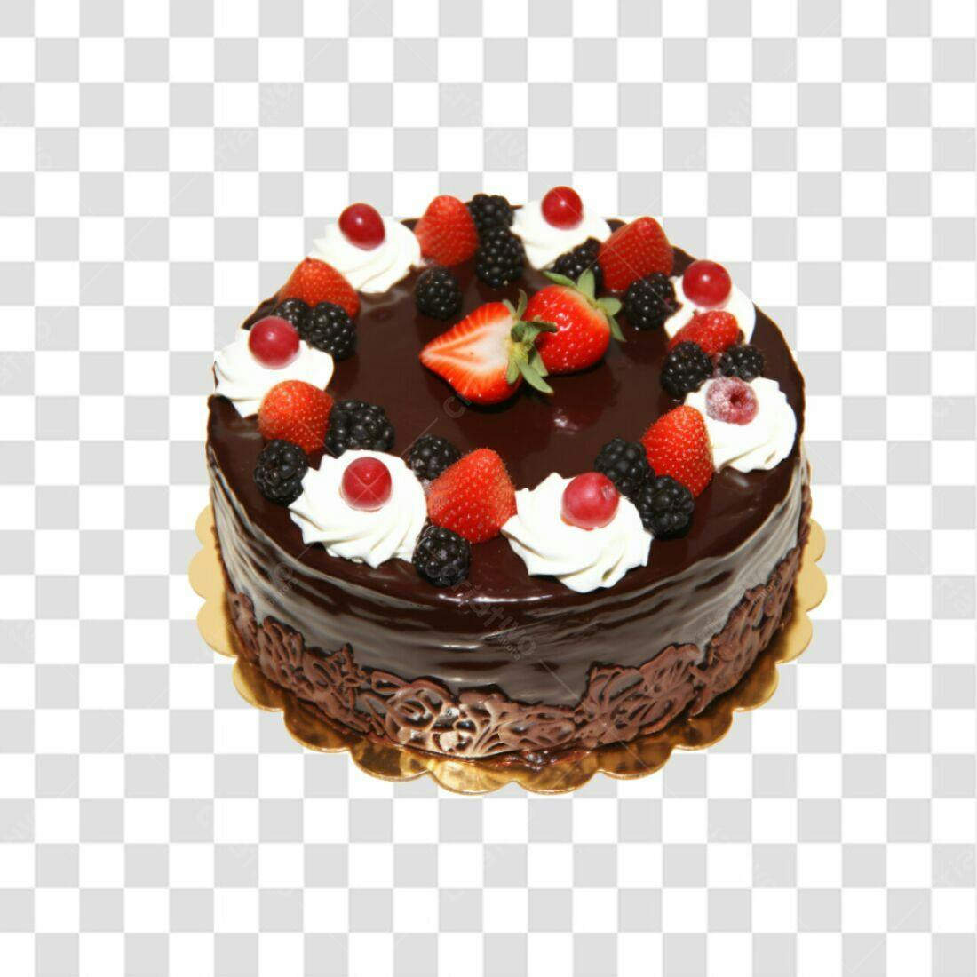 Imagem Bolo Chocolate com Frutas PNG com fundo transparente