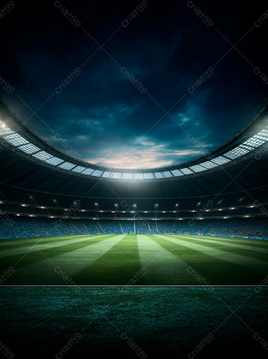 Estádio de futebol noturno vazio
